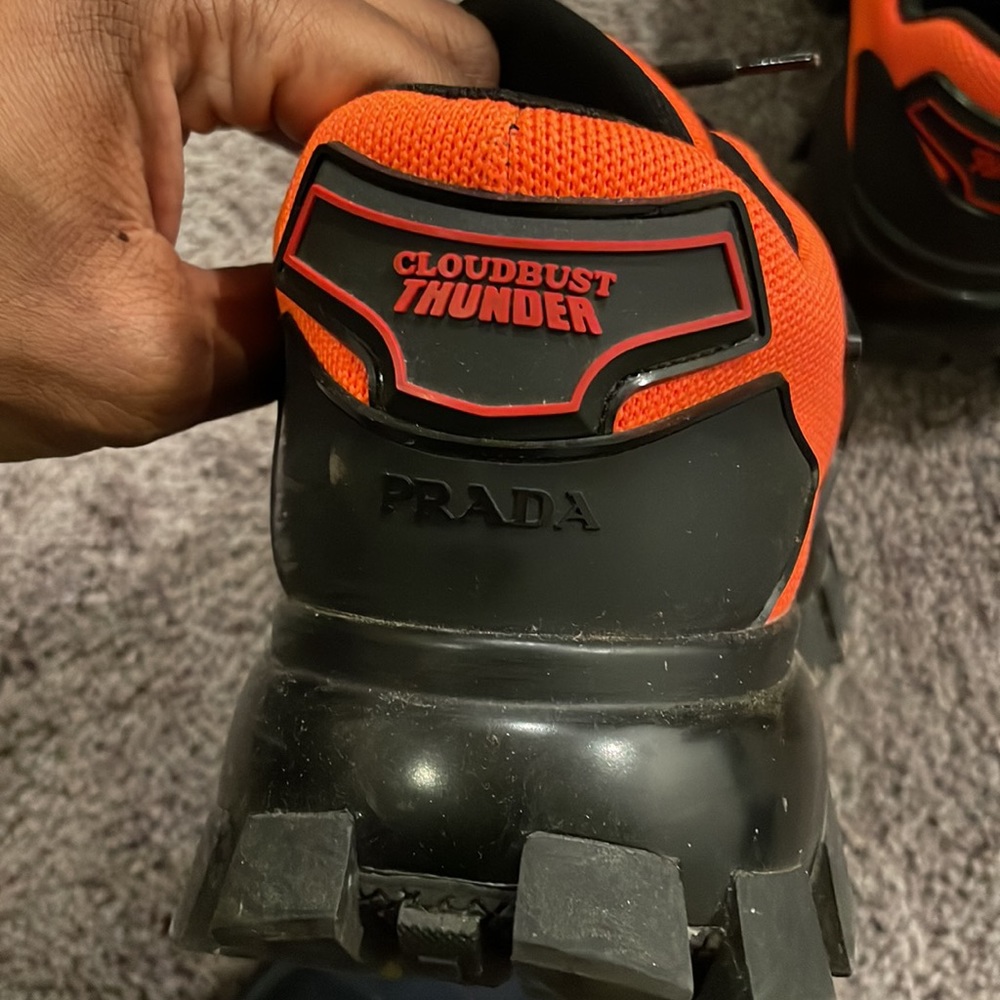 Orange Prada Cloudbust Thunder Sneakers - Picture 3 of 5